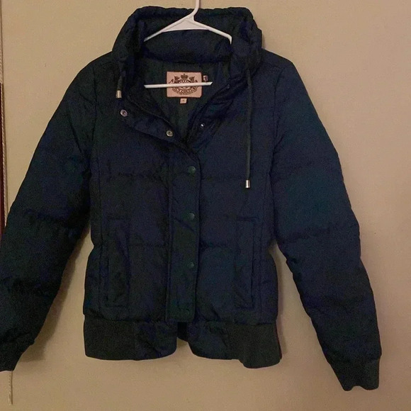 Juicy Couture y2k womens emerald Greenmount puffer down jacket- small - zip+snap - Picture 1 of 8